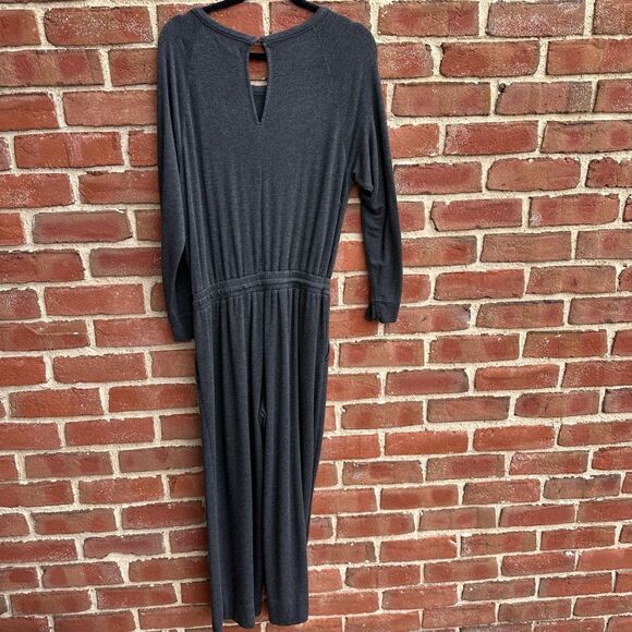 Lou & Grey Signature Soft Knit Jumpsuit Long Sleeve Pockets Wide Leg  medium - Picture 5 of 5